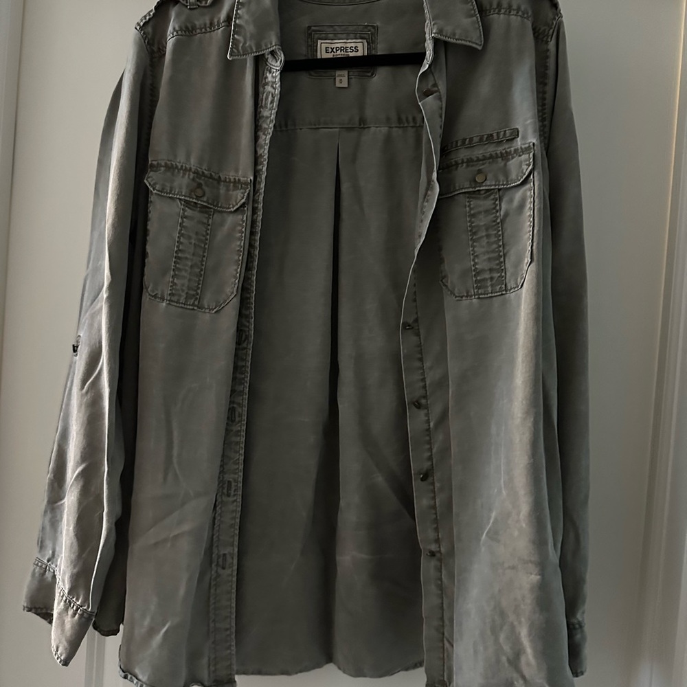 Express Gray Button-Up Shirt